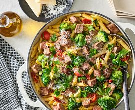 Prime Rib Pasta with Broccoli and Cheese